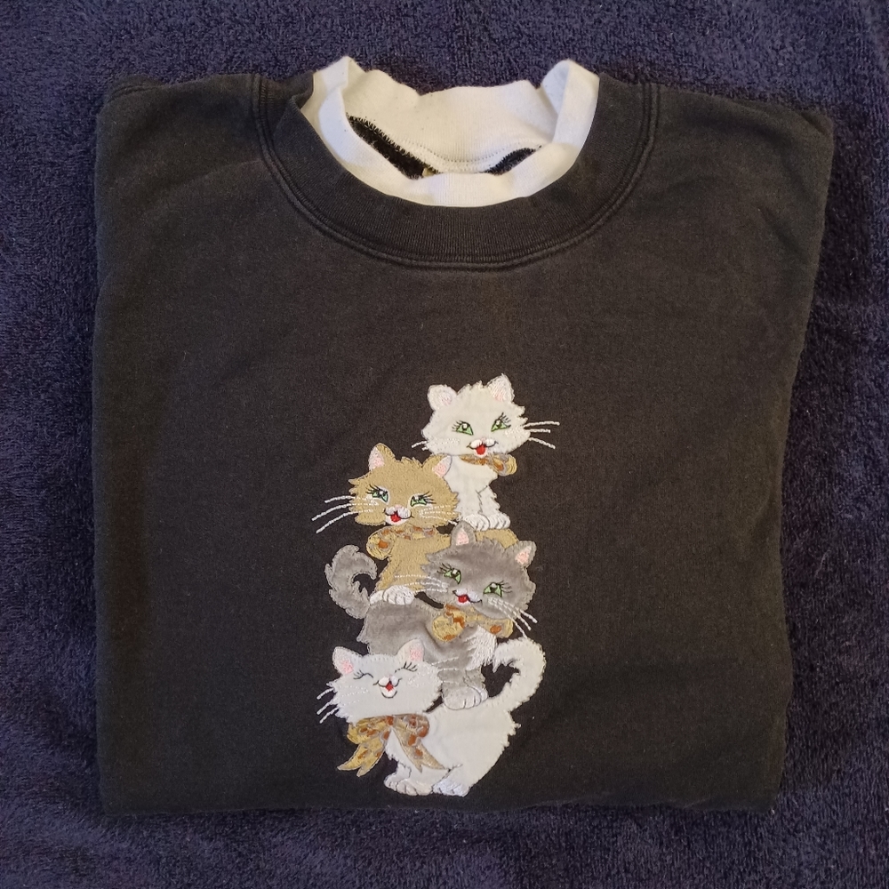 DECORATED ORIGINAL stacked cat sweatshirt 2XL